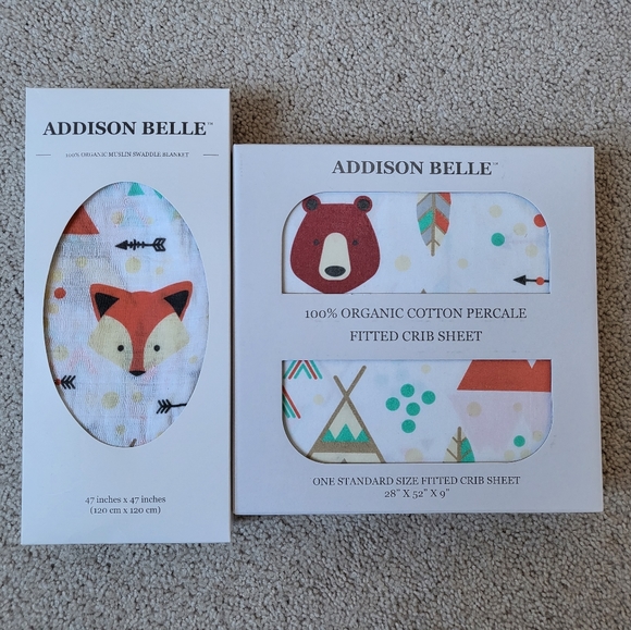 Addison Belle swaddle blanket and crib sheet - Picture 1 of 3